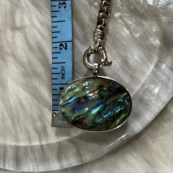 NEW Sterling Silver Large Abalone Shell Pendant Tahitian Peacock Pearl Necklace - Picture 15 of 16